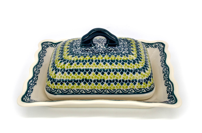 Untiera dreptunghiulara cu capac Leaf Bed, ceramica smaltuita, pictata manual, 14,0 x 17,8 cm [2]