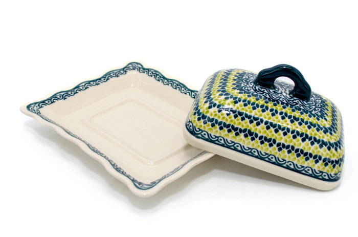 Untiera dreptunghiulara cu capac Leaf Bed, ceramica smaltuita, pictata manual, 14,0 x 17,8 cm [3]