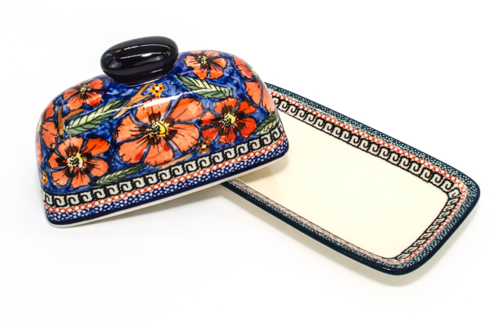 Untiera dreptunghiulara cu capac Poppy Bouquet, ceramica smaltuita, pictata manual 11,1 x 19,1 cm [6]