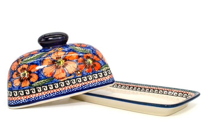 Untiera dreptunghiulara cu capac Poppy Bouquet, ceramica smaltuita, pictata manual 11,1 x 19,1 cm [5]