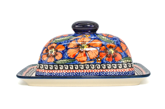 Untiera dreptunghiulara cu capac Poppy Bouquet, ceramica smaltuita, pictata manual 11,1 x 19,1 cm [4]