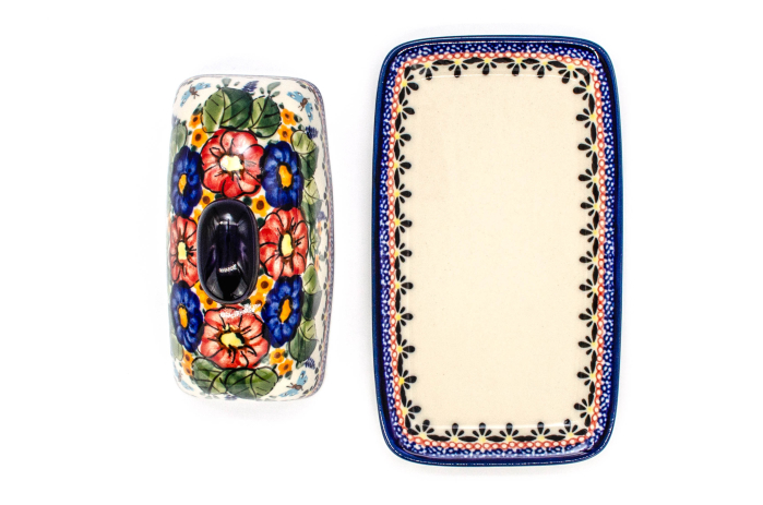 Untiera dreptunghiulara cu capac Poppy Fountain, ceramica smaltuita, pictata manual 11,1 x 19,1 cm [6]