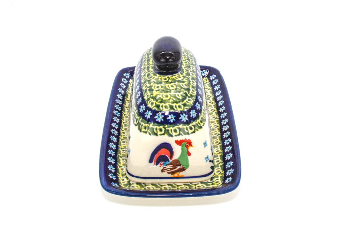 Untiera dreptunghiulara cu capac Vintage Rooster, ceramica smaltuita, pictata manual 11,1 x 19,1 cm [4]