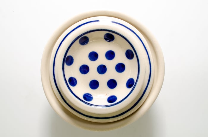 Untiera frantuzeasca Blue Dots, ceramica smaltuita, pictata manual, 11,0x11,0 cm [5]