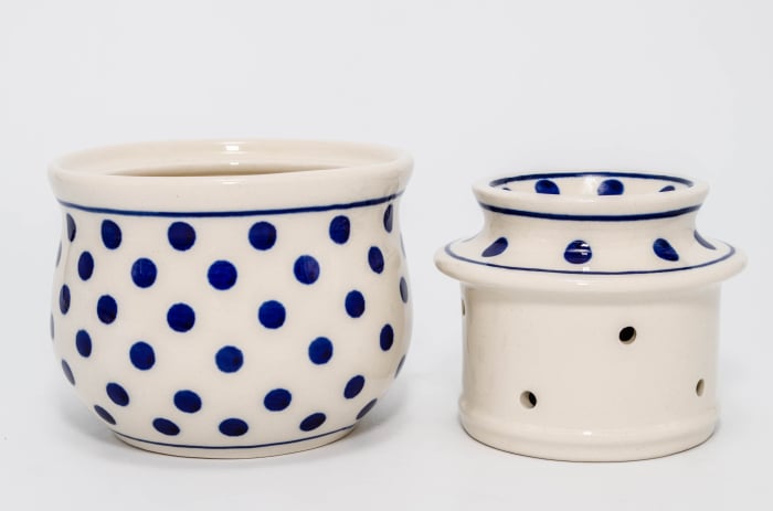 Untiera frantuzeasca Blue Dots, ceramica smaltuita, pictata manual, 11,0x11,0 cm [4]