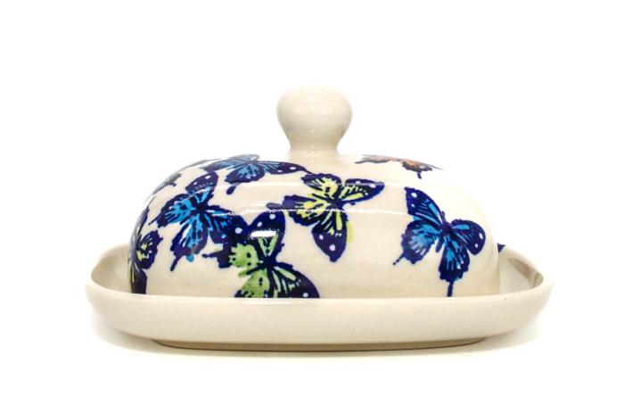 Untiera ovala cu capac Butterflies, ceramica smaltuita, pictata manual 12,0 x 15,7 cm [3]
