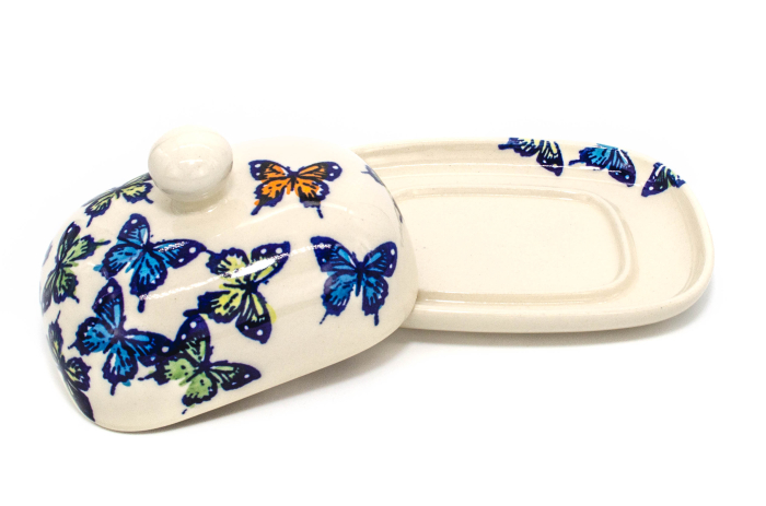 Untiera ovala cu capac Butterflies, ceramica smaltuita, pictata manual 12,0 x 15,7 cm [7]