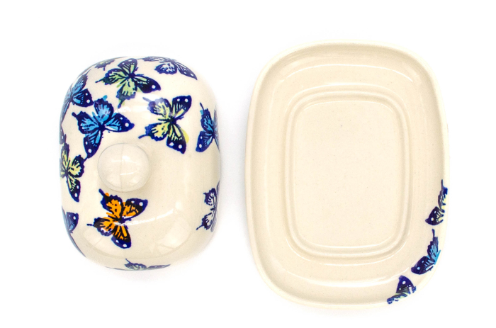 Untiera ovala cu capac Butterflies, ceramica smaltuita, pictata manual 12,0 x 15,7 cm [4]