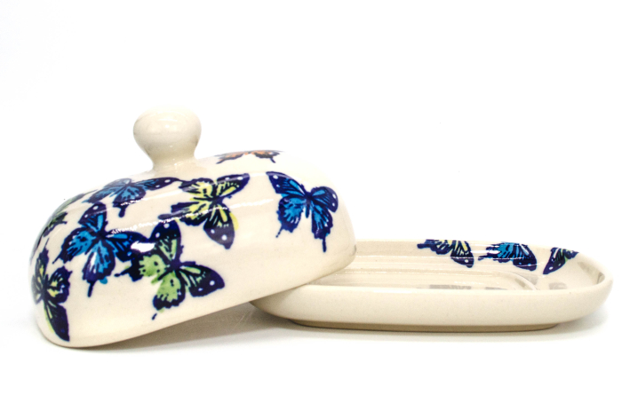 Untiera ovala cu capac Butterflies, ceramica smaltuita, pictata manual 12,0 x 15,7 cm [2]