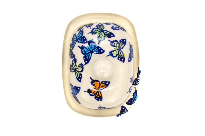 Untiera ovala cu capac Butterflies, ceramica smaltuita, pictata manual 12,0 x 15,7 cm [5]