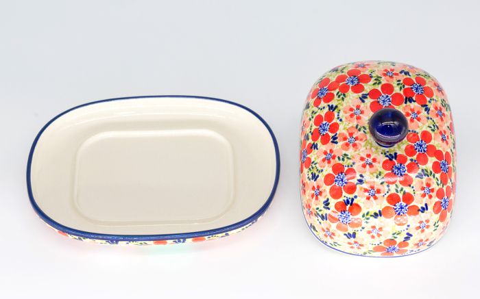 Untiera ovala cu capac Fire Poppies, ceramica smaltuita, pictata manual, 15,0 x 19,8 cm [4]