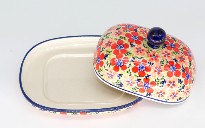 Untiera ovala cu capac Fire Poppies, ceramica smaltuita, pictata manual, 15,0 x 19,8 cm [3]