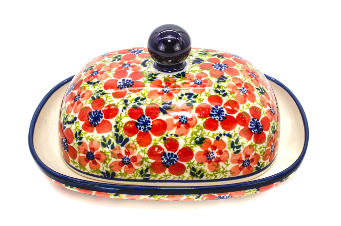 Untiera ovala cu capac Fire Poppies, ceramica smaltuita, pictata manual, 15,0 x 19,8 cm [4]