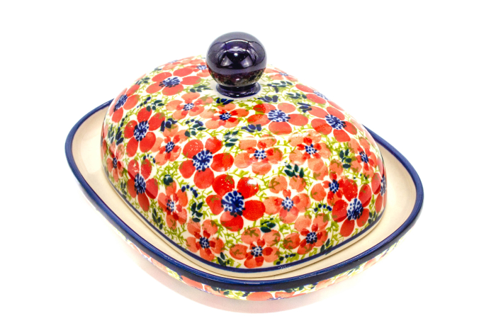 Untiera ovala cu capac Fire Poppies, ceramica smaltuita, pictata manual, 15,0 x 19,8 cm [5]