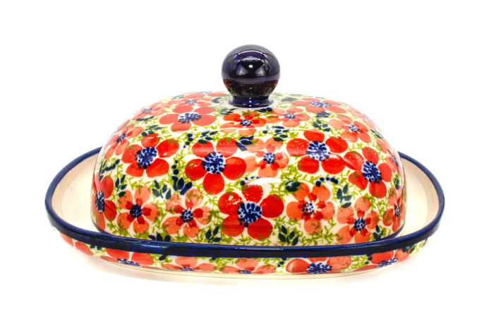 Untiera ovala cu capac Fire Poppies, ceramica smaltuita, pictata manual, 15,0 x 19,8 cm [2]