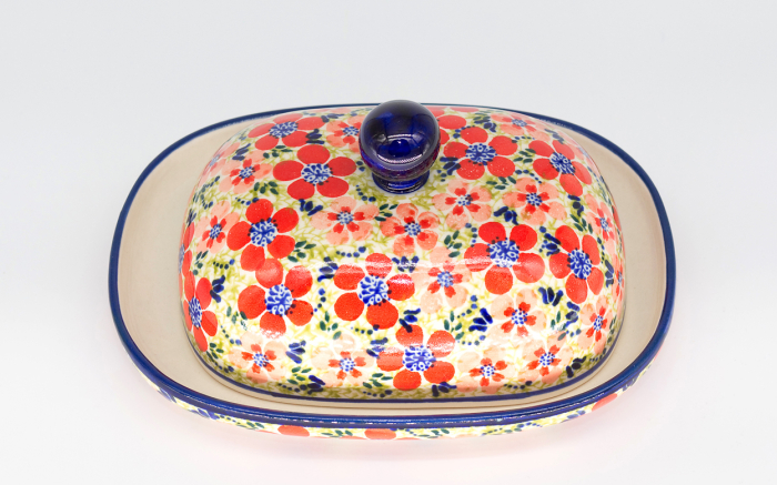 Untiera ovala cu capac Fire Poppies, ceramica smaltuita, pictata manual, 15,0 x 19,8 cm [2]