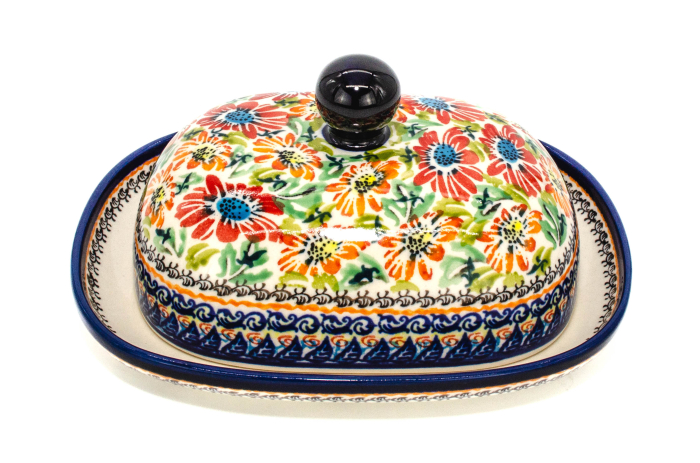 Untiera ovala cu capac Flower Jungle, ceramica smaltuita, pictata manual,15,0 x 19,8 cm [2]