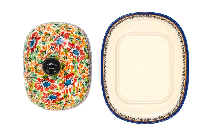 Untiera ovala cu capac Flower Jungle, ceramica smaltuita, pictata manual,15,0 x 19,8 cm [6]