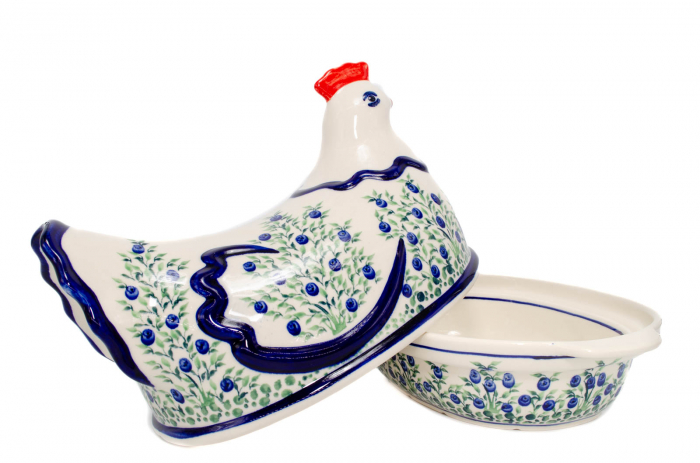 Vas cu capac pentru cuptor in forma de "gaina" Berries, ceramica smaltuita, pictat manual [4]