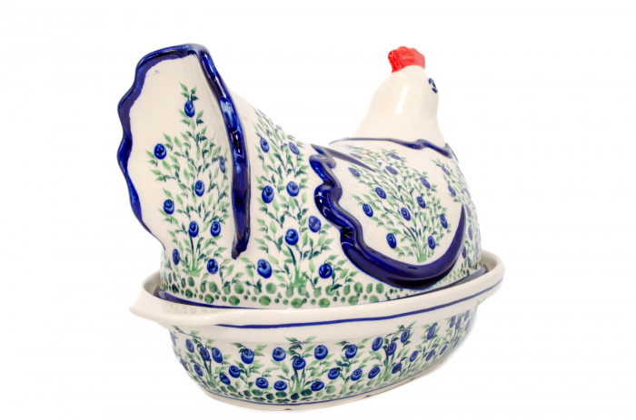 Vas cu capac pentru cuptor in forma de "gaina" Berries, ceramica smaltuita, pictat manual [3]