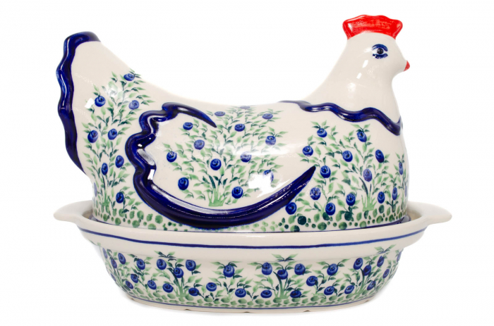 Vas cu capac pentru cuptor in forma de "gaina" Berries, ceramica smaltuita, pictat manual [2]