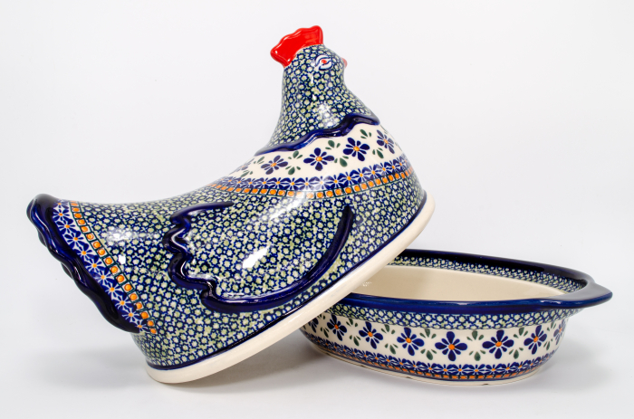 Vas cu capac pentru cuptor in forma de "gaina" Joy, ceramica smaltuita, pictat manual [4]