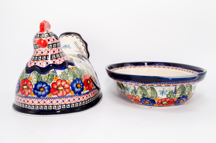 Vas cu capac pentru cuptor in forma de "gaina" Poppy Fountain, ceramica smaltuita, pictat manual [5]