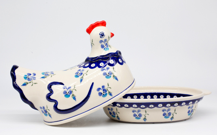 Vas cu capac pentru cuptor in forma de "gaina" Spring, ceramica smaltuita, pictat manual [4]