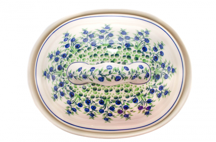 Vas cuptor oval capac, Berries, ceramica smaltuita, pictata manual, 25,5 x 31,8 cm, volum 2,2 L [8]