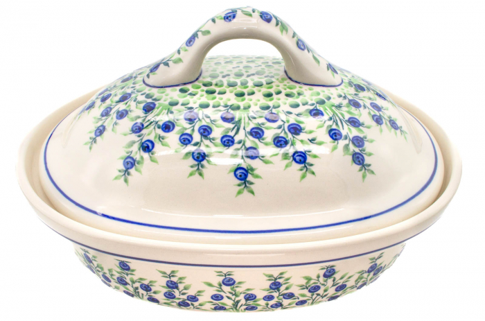 Vas cuptor oval capac, Berries, ceramica smaltuita, pictata manual, 25,5 x 31,8 cm, volum 2,2 L [6]