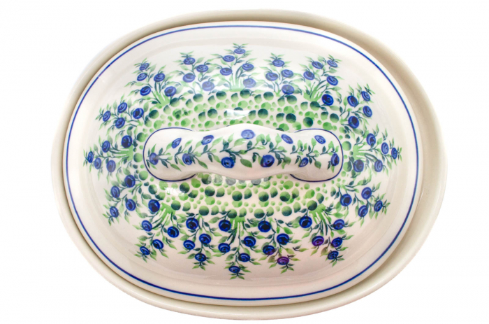 Vas cuptor oval capac, Berries, ceramica smaltuita, pictata manual, 25,5 x 31,8 cm, volum 2,2 L [7]