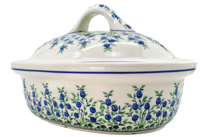 Vas cuptor oval capac, Berries, ceramica smaltuita, pictata manual, 25,5 x 31,8 cm, volum 2,2 L [3]
