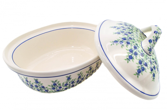 Vas cuptor oval capac, Berries, ceramica smaltuita, pictata manual, 25,5 x 31,8 cm, volum 2,2 L [5]