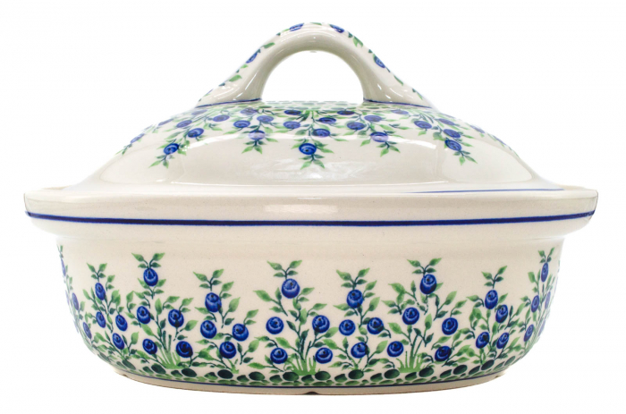Vas cuptor oval capac, Berries, ceramica smaltuita, pictata manual, 25,5 x 31,8 cm, volum 2,2 L [4]