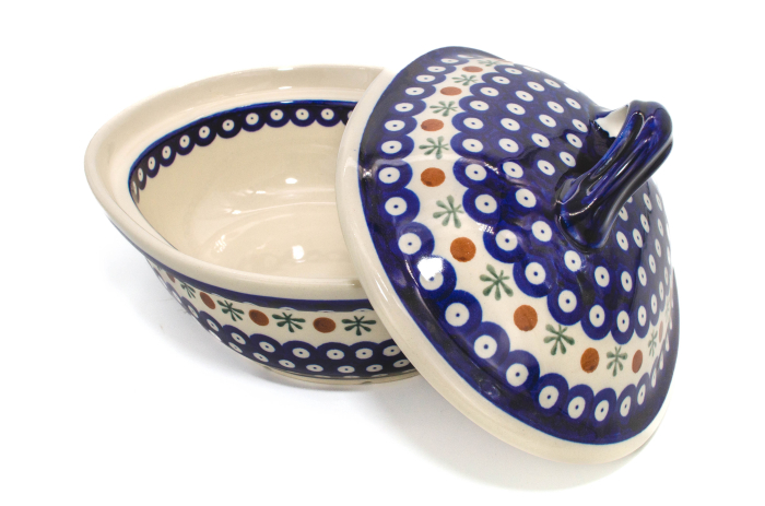 Vas cuptor, oval, capac, Blue Eyes Festive, ceramica smaltuita, pictata manual, 21,5 x 26,0 cm, volum 1,2 L [9]