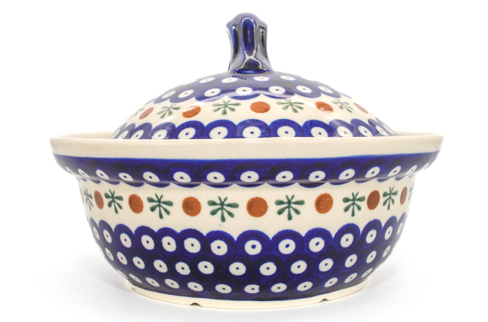 Vas cuptor, oval, capac, Blue Eyes Festive, ceramica smaltuita, pictata manual, 21,5 x 26,0 cm, volum 1,2 L [7]
