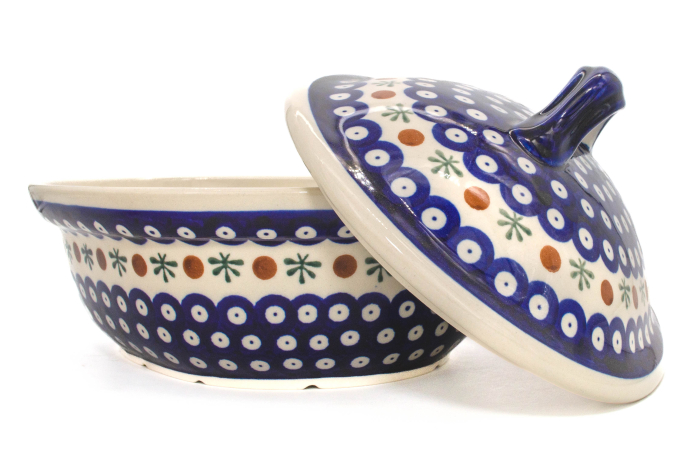 Vas cuptor, oval, capac, Blue Eyes Festive, ceramica smaltuita, pictata manual, 21,5 x 26,0 cm, volum 1,2 L [8]