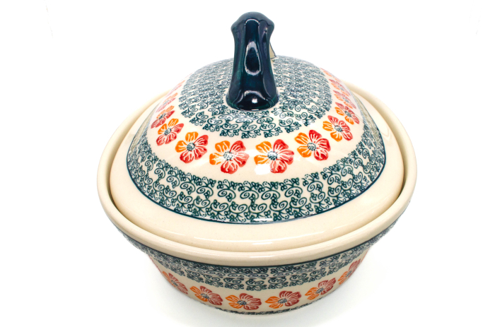 Vas cuptor oval capac, Poppy Rain, ceramica smaltuita, pictata manual, 25,5 x 31,8 cm, volum 2,2 L [3]