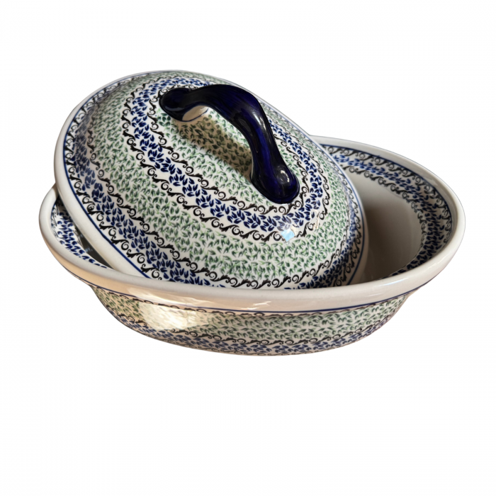 Vas cuptor oval capac, Sweet Dreams, ceramica smaltuita, pictata manual, 25,5 x 31,8 cm, volum 2,2 L [9]