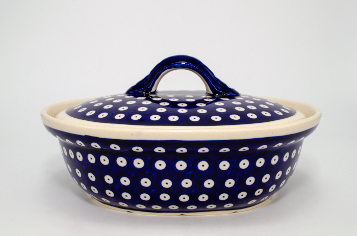 Vas cuptor, oval cu capac Blue Eyes, ceramica smaltuita, pictat manual, 22,0 x 26,0 cm, volum 1,2 L [4]