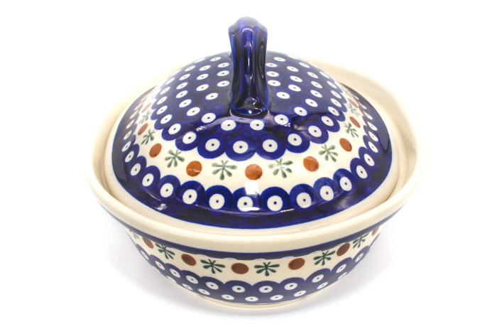 Vas cuptor, oval, cu capac, Blue Eyes Festive, ceramica smaltuita, pictat manual, 22,0 x 26,0 cm, volum 1,2 L [2]