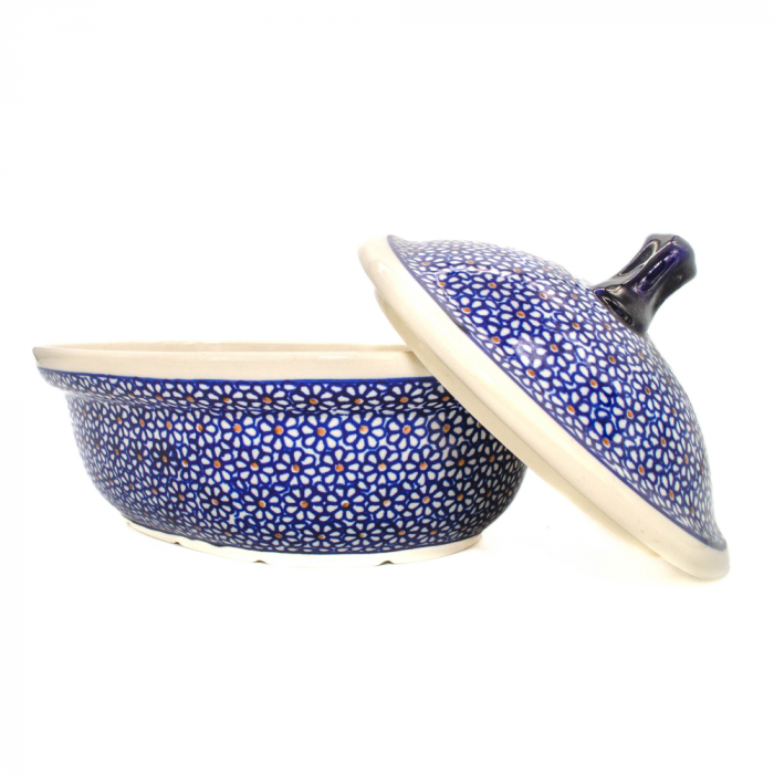 Vas cuptor Petals, oval cu capac, ceramica smaltuita, pictat manual, 21,5 x 26,0 cm, volum  1,2 L [7]