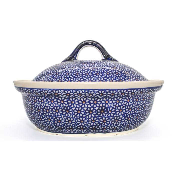 Vas cuptor Petals, oval cu capac, ceramica smaltuita, pictat manual, 21,5 x 26,0 cm, volum  1,2 L [6]