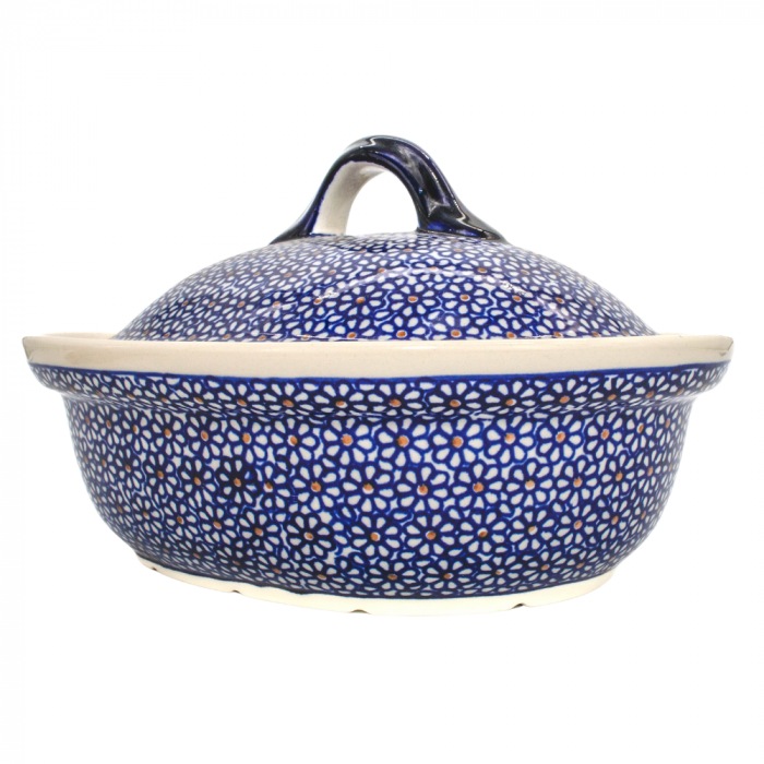 Vas cuptor Petals, oval cu capac, ceramica smaltuita, pictat manual, 21,5 x 26,0 cm, volum  1,2 L [2]
