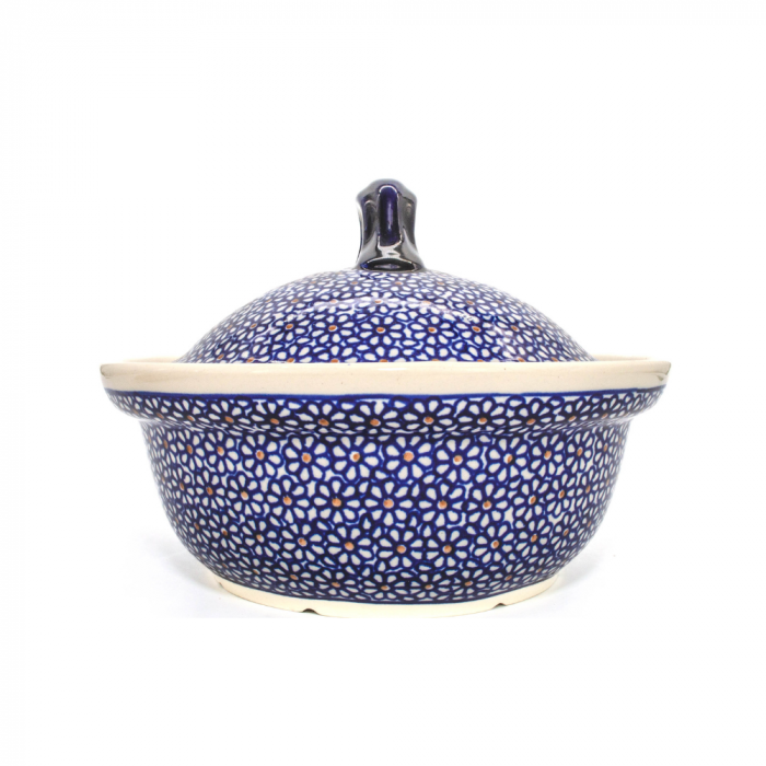 Vas cuptor Petals, oval cu capac, ceramica smaltuita, pictat manual, 21,5 x 26,0 cm, volum  1,2 L [5]