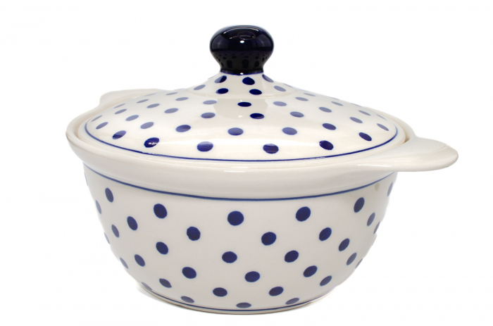 Vas cuptor, rotund, cu capac, Blue Dots, ceramica smaltuita, pictat manual, diametru 30,4 cm, volum 2,1 L [2]