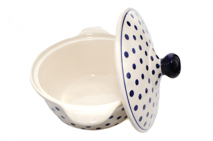 Vas cuptor, rotund, cu capac, Blue Dots, ceramica smaltuita, pictat manual, diametru 30,4 cm, volum 2,1 L [6]