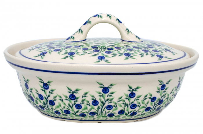 Vas oval cu capac pentru cuptor Berries, ceramica smaltuita, pictat manual, 21,5 x 26,0 cm, volum  1,2 L [2]