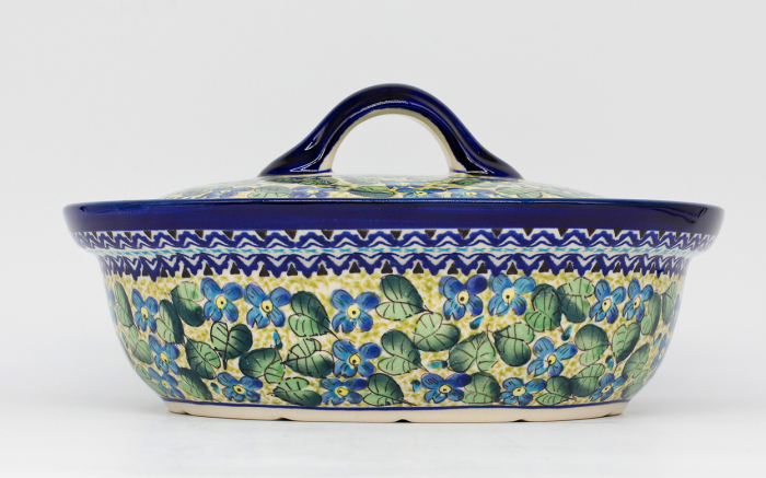 Vas oval cu capac pentru cuptor Blossom, ceramica smaltuita, pictat manual, 22,0 x 26,0 cm, volum  1,2 L [4]