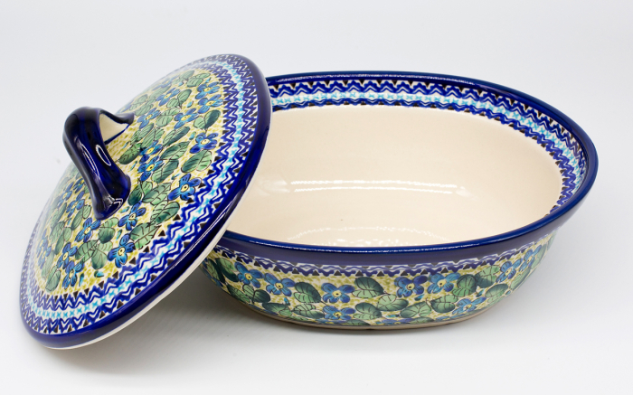 Vas oval cu capac pentru cuptor Blossom, ceramica smaltuita, pictat manual, 22,0 x 26,0 cm, volum  1,2 L [2]